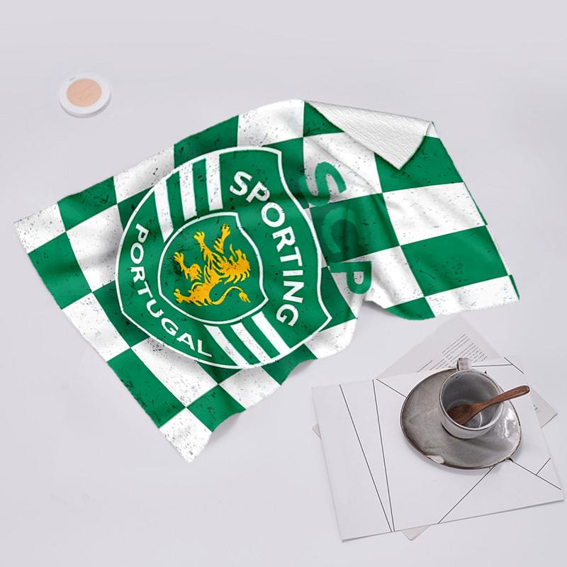 proof beach towel with Sporting CP logo pattern - soft,absorbent,quick-drying,machine washable - perfect for swimming,camping,bathing