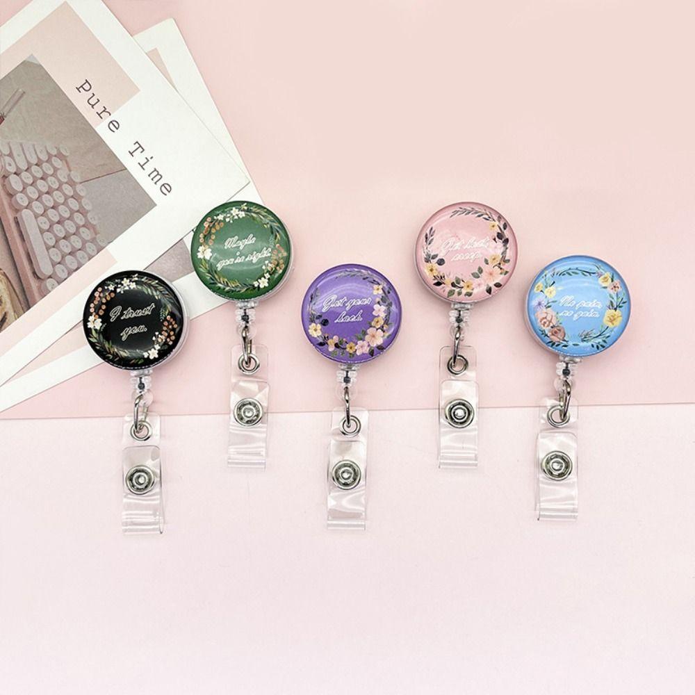 Wreath Badge Clip Stretchable Name Card Holder Portable Nurse Badge Holder  Office Supplies