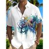 Рубашка мужская гавайская с коротким рукавом, летняя мужская повседневная рубашка для пляжной вечеринки с коротким рукавом и принтом морских животных