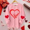 Женская повседневная модная блузка с длинным рукавом и круглым вырезом с принтом ко Дню святого Валентина