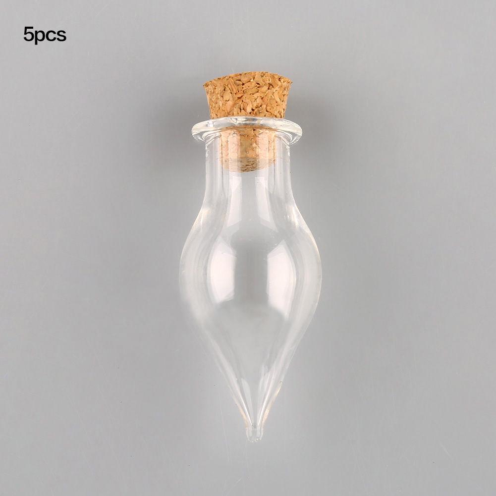 5 PCS Wishing Bottle Pendants Empty Corks Glass Hand-Blown Vial Necklace
