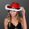 Santa Claus Party Christmas Cowboy Hat Western Red Felt Hats Wide Brim Cowgirl Hat Jazz Hat for Women Men Costume Accessories
