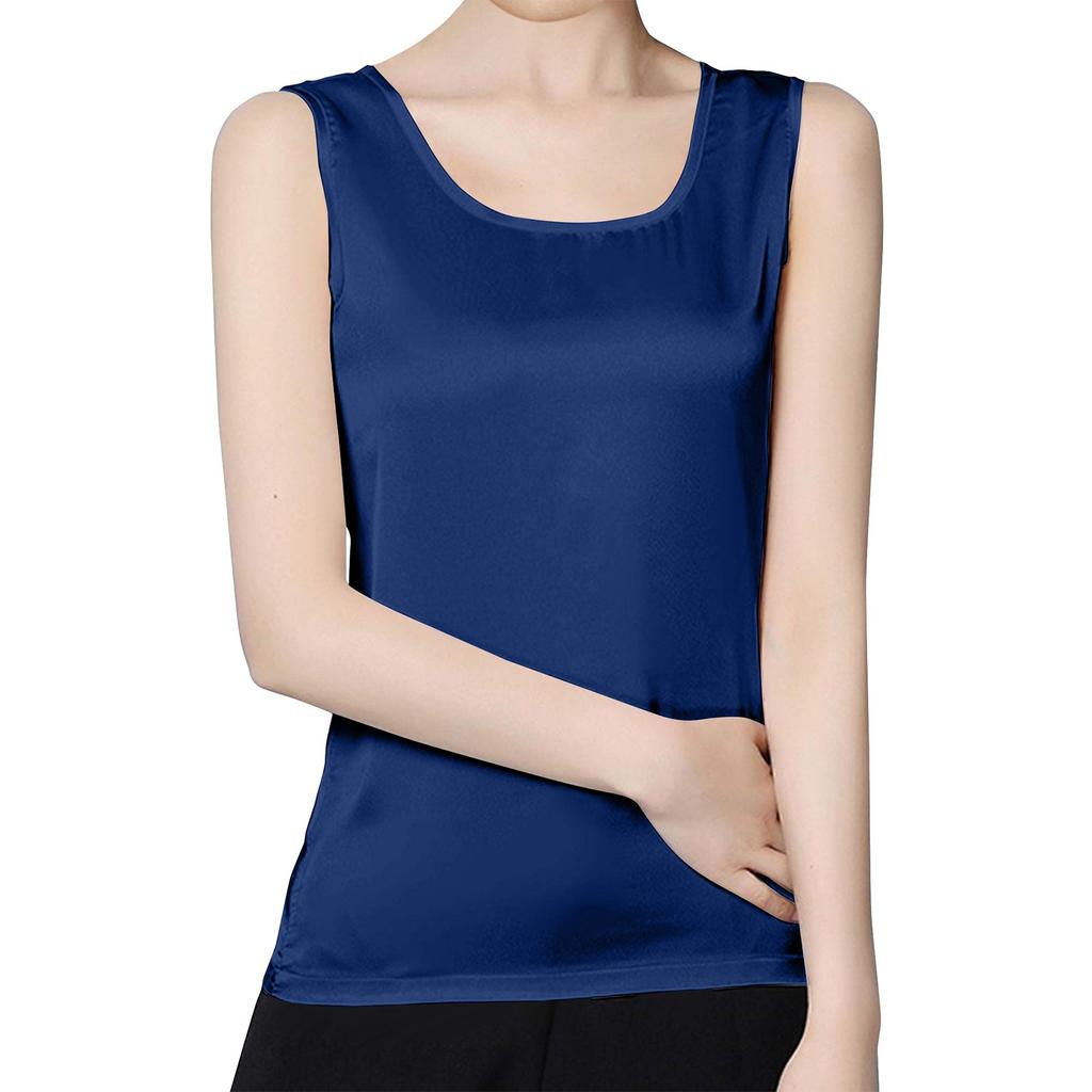 Женские атласные майки с U-образным вырезом, повседневные майки без рукавов, летние базовые майки