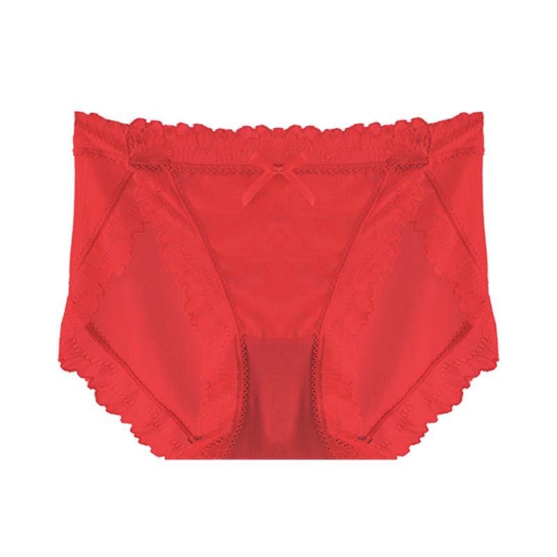 French Women Lace Panties Sexy Underwear with Low Waist Hip Lifting Mesh Transparent Hollow Out Comfortable Breathable Girl's Underwear