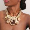 Ожерелье из бусин с цветком и бабочкой для женщин, девушек, модная праздничная бижутерия