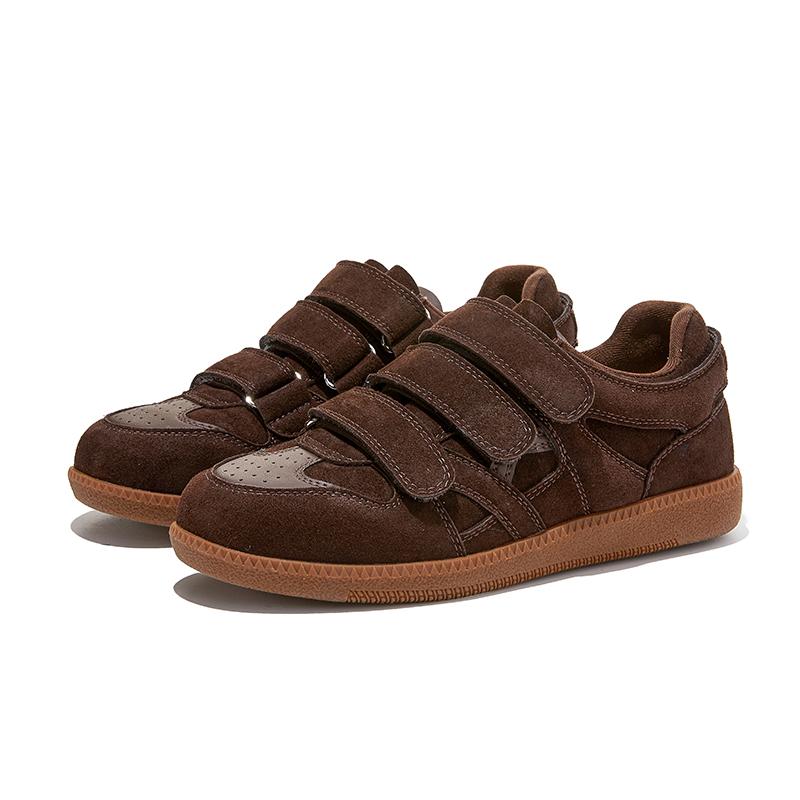 2026 Spring New Genuine Leather Sneakers Women Vintage Brown Suede Flat German Training Shoes Comfortable Outdoor Running Shoes