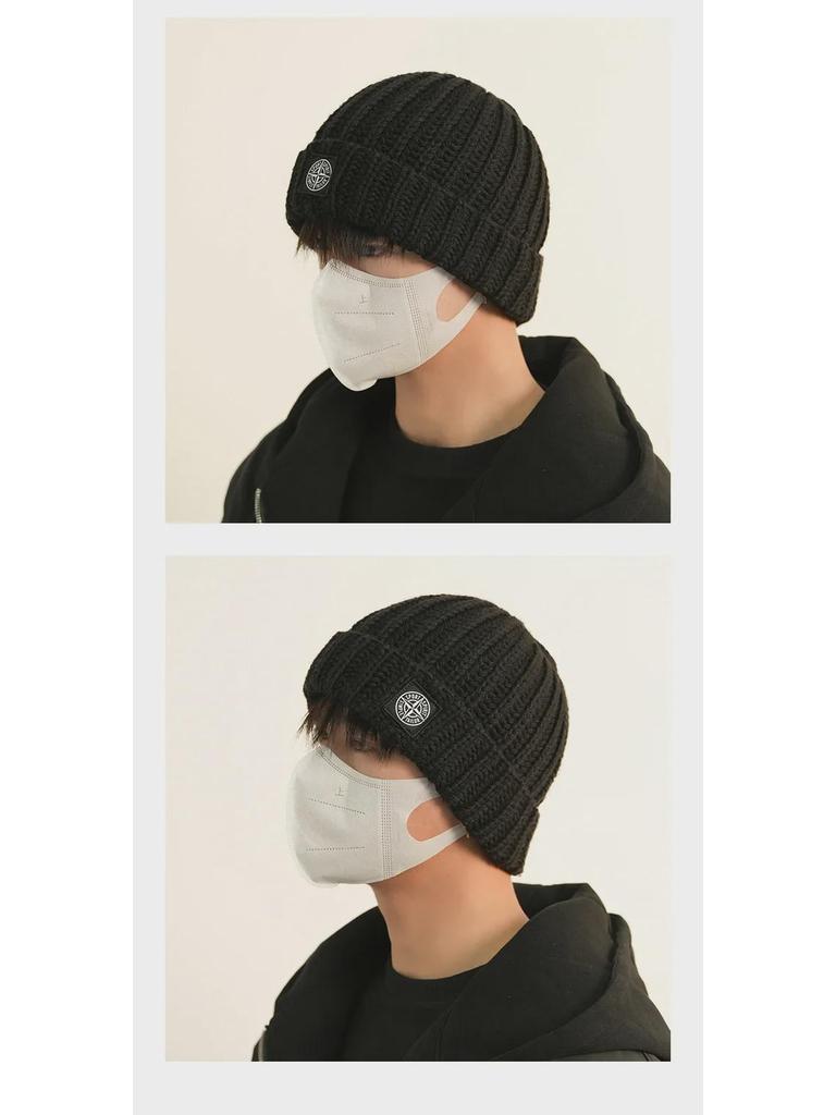 Вязаная шапка унисекс в корейском стиле - теплая шерстяная шапка для осени и зимы