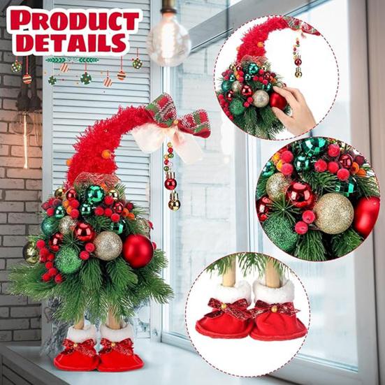 16 дюймов Рождественский гном фигурка Ручной работы Маленький гном Искусственная елка Настольный декор с шарами для настольного комнатного домашнего декора