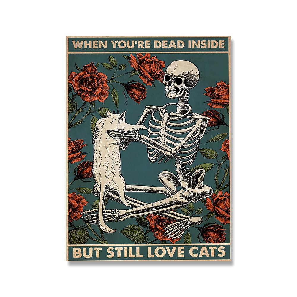 Скелет Ментальный Череп Плакат Потеряй свой разум Найди свою душу Художественная печать Винтаж Разденьтесь Смешная ванная комната Холст Картина Домашний декор Без рамки