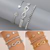 3 Pcs/Set Rhinestone Cuff Bracelets Heart Open Bracelet Jewelry Retro Lucky Stack Bracelets for Women Adjustable Dainty Bracelet Gifts