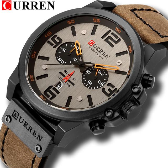 CURREN Новые мужские часы CURREN, лучший бренд класса люкс, мужские кварцевые наручные часы, мужские кожаные часы в стиле милитари, спортивные часы с датой, Relogio Masculino