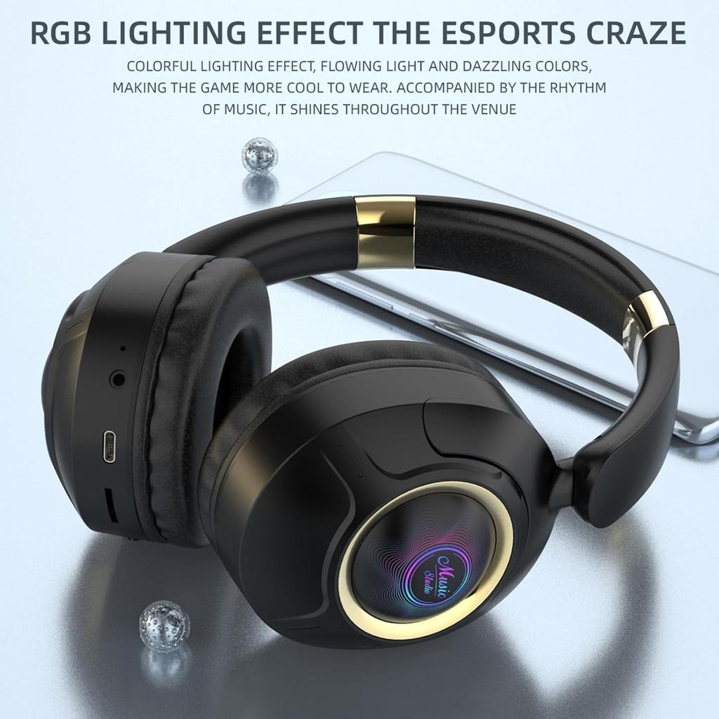 Наушники Bluetooth, беспроводная гарнитура Bluetooth 5.3 Over Ear, наушники для музыкальных и спортивных игр, вкладыши с шумоподавлением, сабвуфер, регулируемые наушники