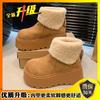 Winter Thick Bottom Women Cottom Shoes Warm Suede Leather Platform Shoes Outdoor Non Slip Fleece Lined Female Casual Ankle Boots