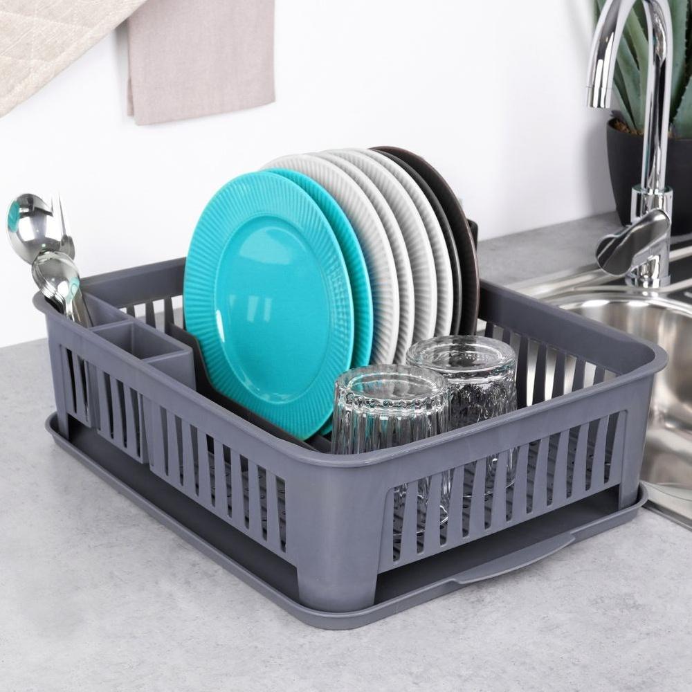 Gray dish drying rack 43.5x32x12 cm