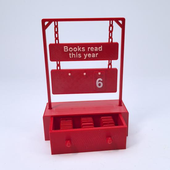 Подвесной счетчик книг, напечатанный на 3D-принтере, Трекер прочитанного в этом году, Дисплей цели чтения, Номерной знак, Украшение полки/стола, Подарок для книголюбов