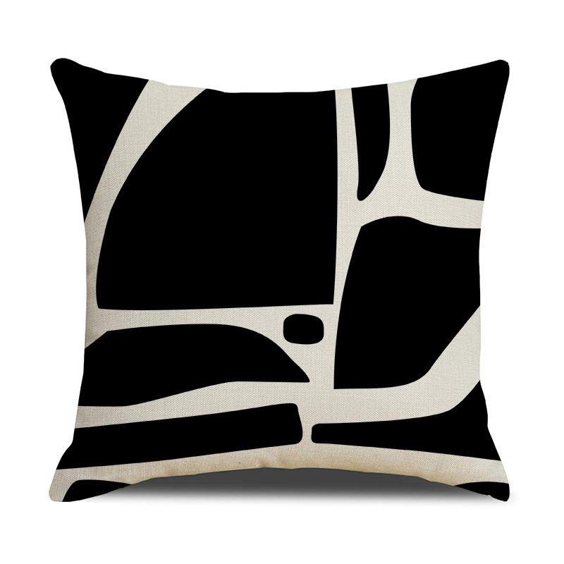 Black and White Geometric Print Pillow Cover Interior Decoration Sofa Cushion Office Nap Pillow Cover
