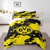 BVB 09 Dortmund Paint Splash Bedding Set (1 Duvet Cover, 2 Pillowcases, Duvet Not Included) for Man Cave Game Room Decor, Bold Yellow Black Art Print