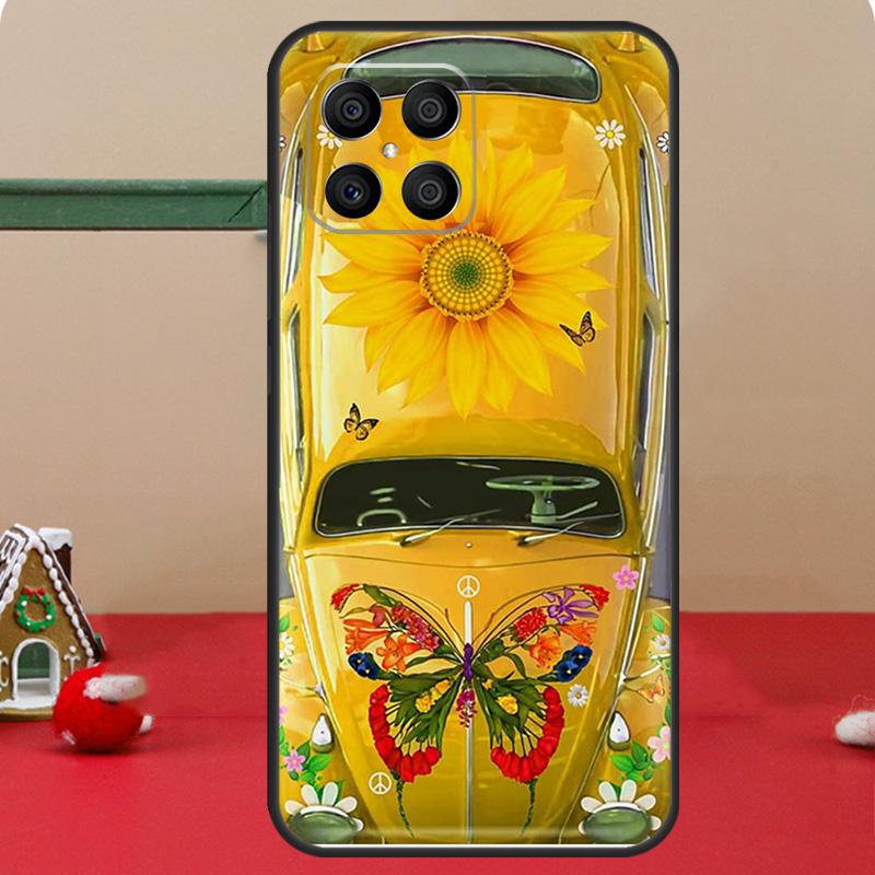 Чехол с рисунком Хиппи-автобус мира и подсолнухи для Honor Magic 6 7 8 Pro Honor 400 200 70 90 Lite X8c X8b X9a X9b X9c X9d Win RT
