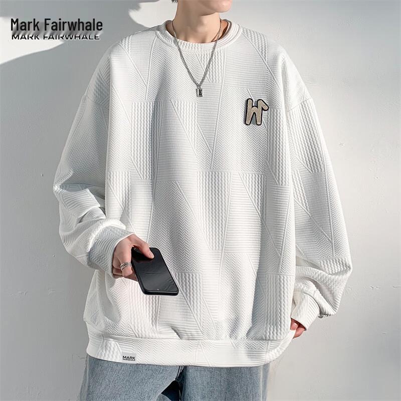MARK FAIRWHALE Men's Winter Trendy Loose Fit Crew Neck Sweatshirt