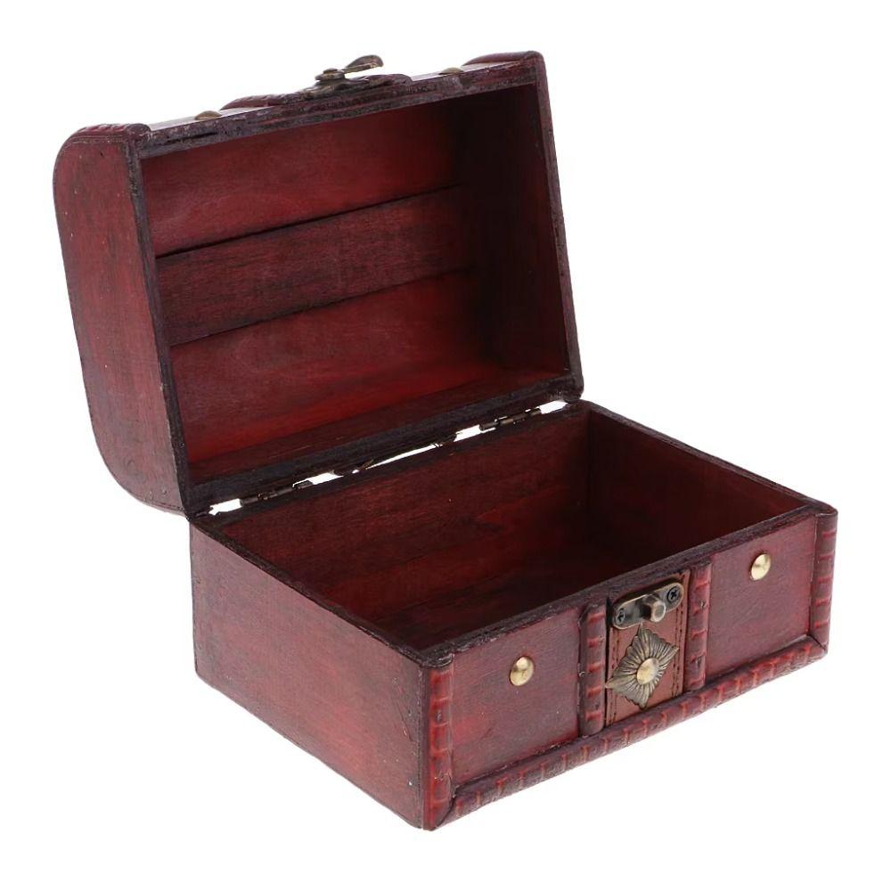 Vintage Treasure Chest Wooden Jewelry Box Antique Jewelry Storage Box  Packaging Box