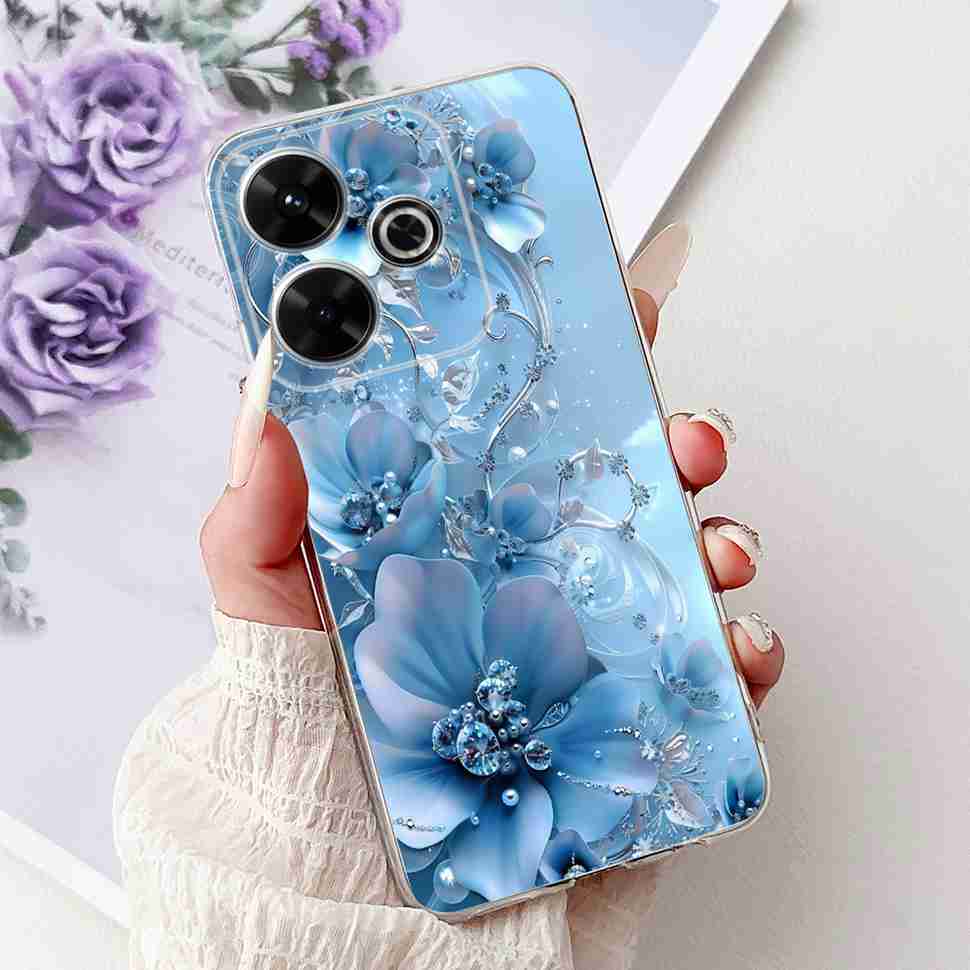 For Xiaomi Redmi 13 4G Case Fashion Girl Flower Silicone Soft TPU Shockproof Cover Coque For Redmi13 redemi13 Bumper Phone Case