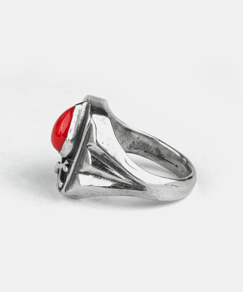 Sheen666 Teardrop Coral Crossbone Silver Ring (Type B)