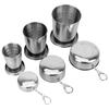 Retractable Telescopic Collapsible Cups With Keychain For Outdoor Travel Stainless Steel Folding Cup Kitchen Accessories Portable Water Drinking Cup