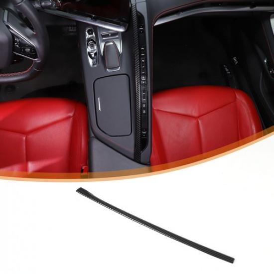 ABS Carbon Fiber Center Gear Left Side Strip Trim Cover For Corvette C8 -25