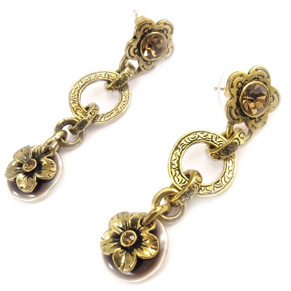 Les Trésors De Lily [C5254] - Golden Brown 'Belle Des Champs' Designer Earrings