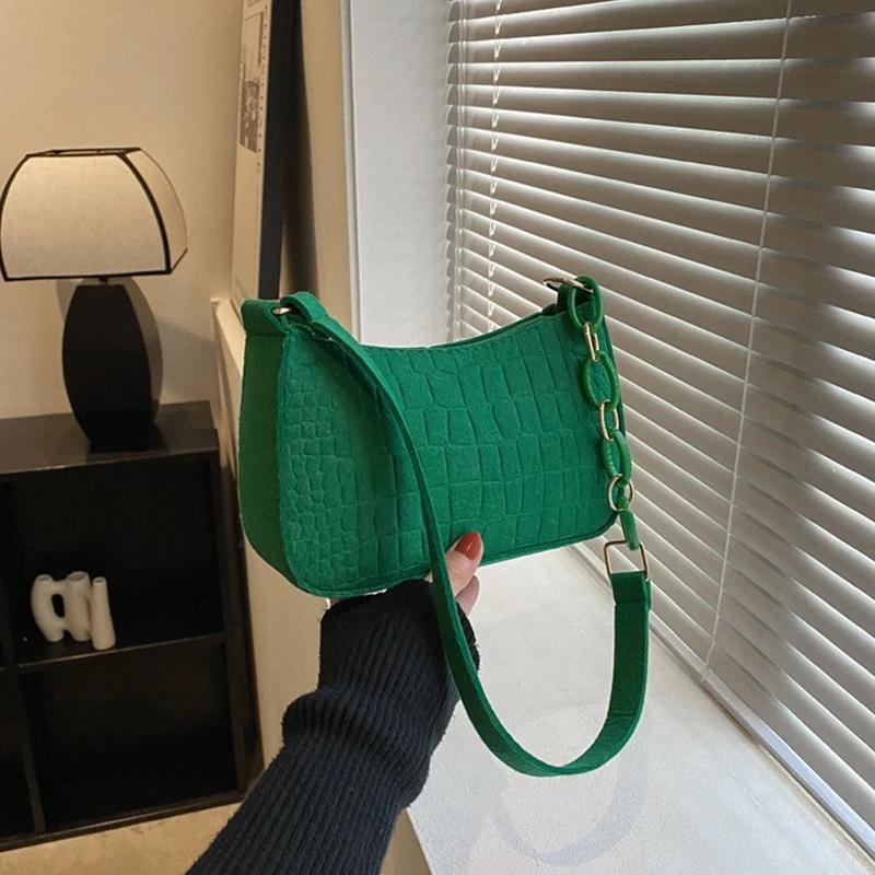 Fashion Ladies Handbag Lady Felt Armpit Design Luxury Tote Released Under Crescent Small Square Bag
