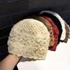 Versatile Handmade Crochet Hat Women's Spring and Autumn New Knitted Wool Hat Big Head Circumference Hollow Bag Head Hat