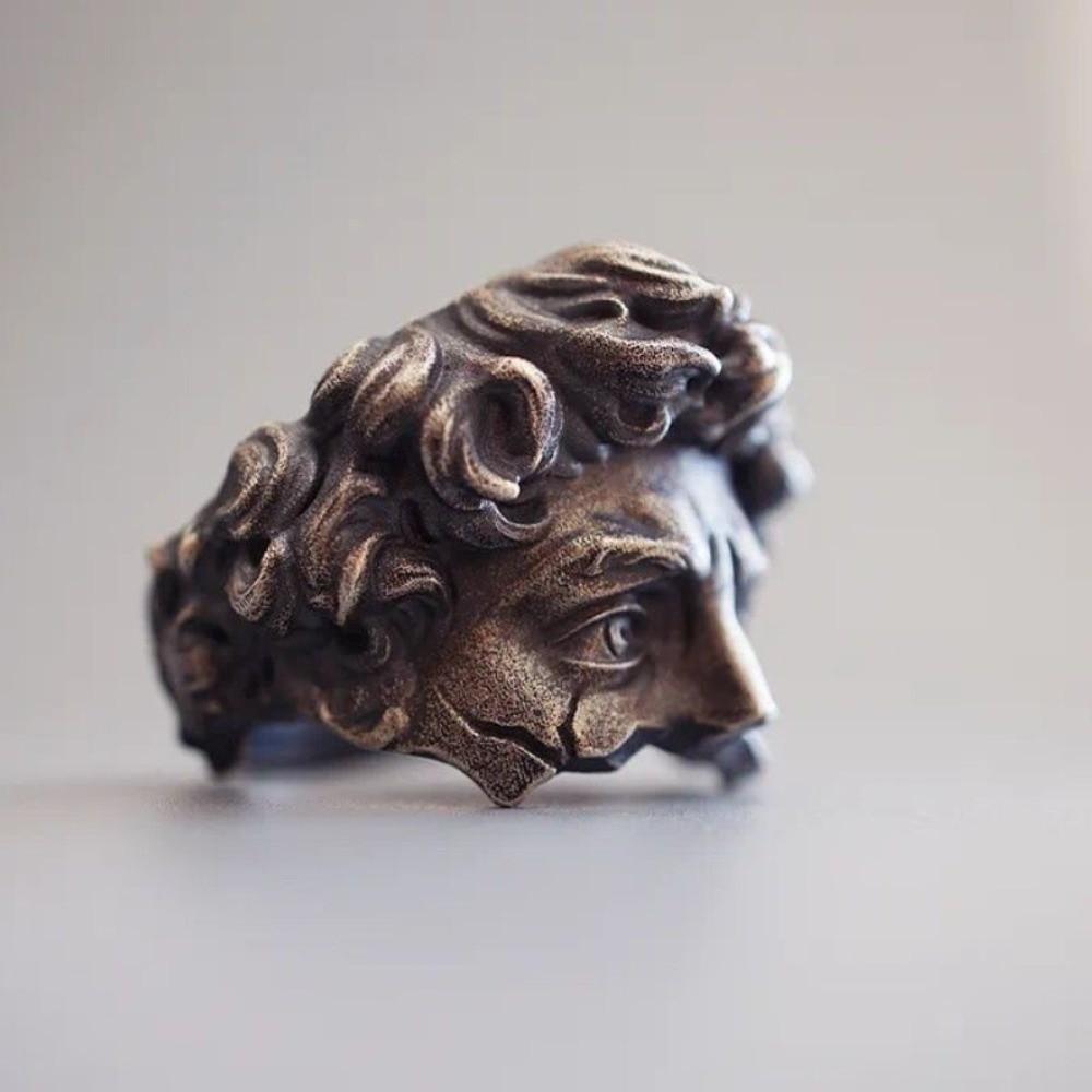 Adjustable Open Rings Metal Silver Color Goth Style Ring Fashion Mystical Masked Face Ring Party