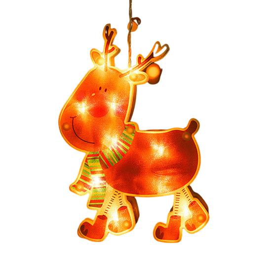 Светодиодные рождественские гирлянды на присосках, подвесные светильники в виде Санта-Клауса, лося, звезды, сезонные знаки, работающие от батареек, лампы на присосках