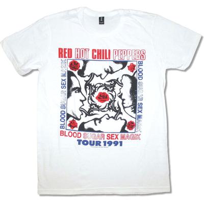 Белая футболка унисекс Red Hot Chili Peppers Blood Sugar 1991 Tour