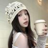 Flowers Beret Cap Lace Skullies Hat Breathable Knitted Hat  for Women