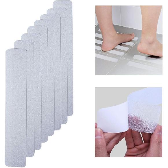 Anti Slip Tape Bath Safety Strips, 8pcs Clear Self-Adhesive Non Slip Stickers Non Skid Tread for BathTubs & Shower, 2 inch x 12 inch Rounded Corners,