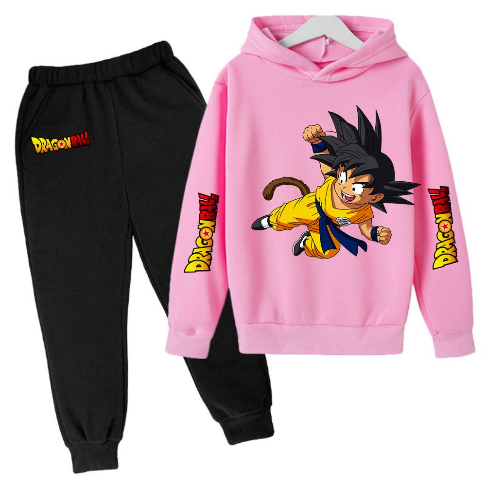 2025 MINISO New Winter Dragon BallHoodies+panrts Kids Clothes Boys Goku Sets for Children Sizes 100-160 Street Suit Kawaii Fashion Tops Anime