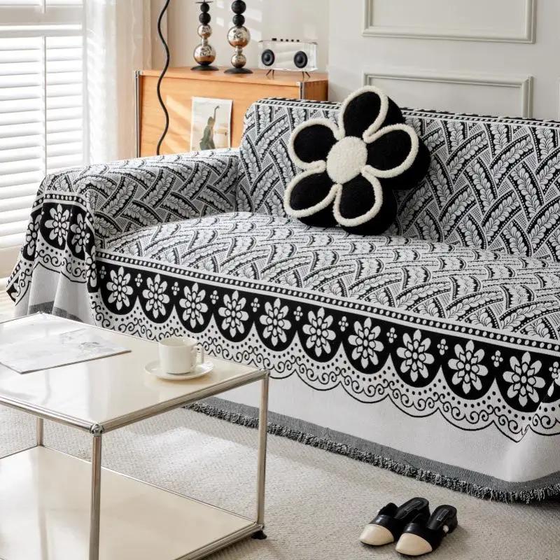 1 шт. Простой мягкий чехол для дивана из шенилла, пылезащитный и противоскользящий коврик для мебели для гостиной, полотенце для дивана с кисточками, домашний декор