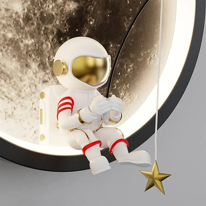Современный светодиодный настенный светильник Луна Мультфильм Астронавт Настенные бра Детская комната Гостиная Спальня Прикроватная тумбочка Домашний декор Освещение Lustre