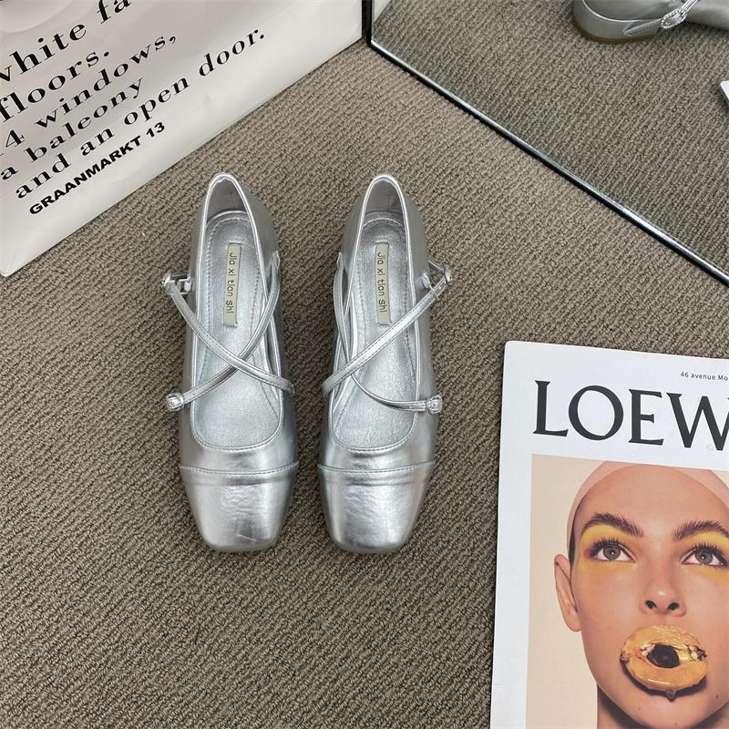 Women's Pumps Vintage Mary Jane Shoes Soft Lightweight Womens Ballet Shoes Mid Heeled Shallow Mouth Shoes for Women Summer New