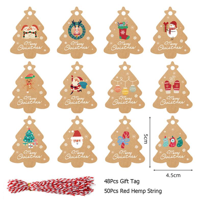 48 шт. Веселых рождественских бирок из крафт-бумаги, подарочных карточек, этикеток для самодельных бирок для упаковки подарков, декора