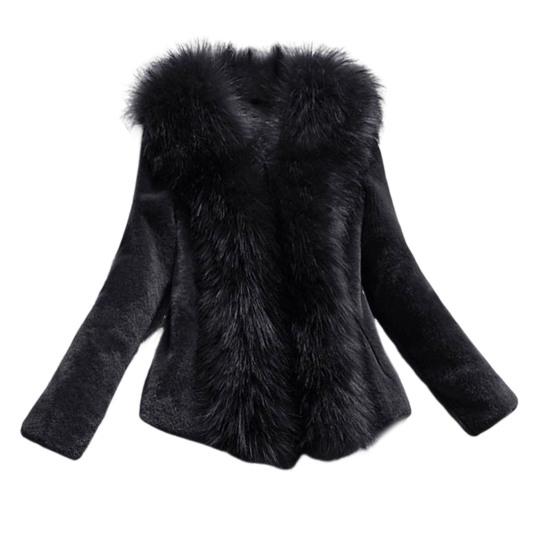 Женское пушистое зимнее пальто с отделкой из искусственного меха, теплая куртка, кардиган с открытой передней частью, женская флисовая верхняя одежда на осень-зиму