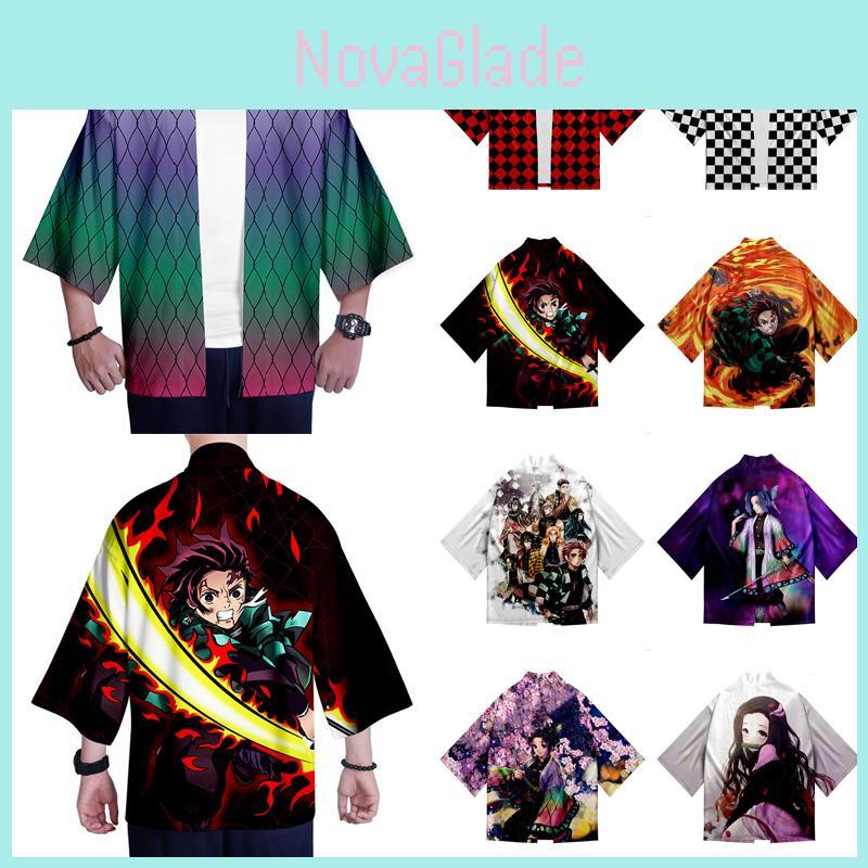 Изысканный аниме косплей Demon Slayer Kimetsu No Yaiba Свободное хаори Кимоно Халаты Пальто Топы с идеальной строчкой