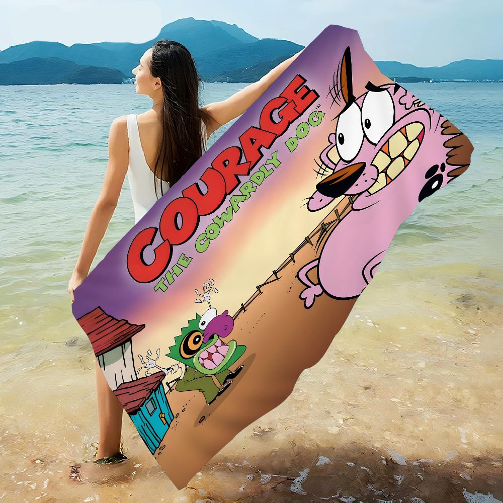C-ХРАБРОСТЬ Собака-Трус C-Cowardly Dog Пляжное полотенце Цветные банные полотенца для девочки Микрофибра Быстросохнущие Не прилипает песок Пляж Спортзал Бассейн