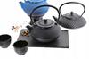CAST IRON CUPS AND BOTTLES SET FOR 4 PEOPLE FOR TEA AND HERBS 100 ml BLACK