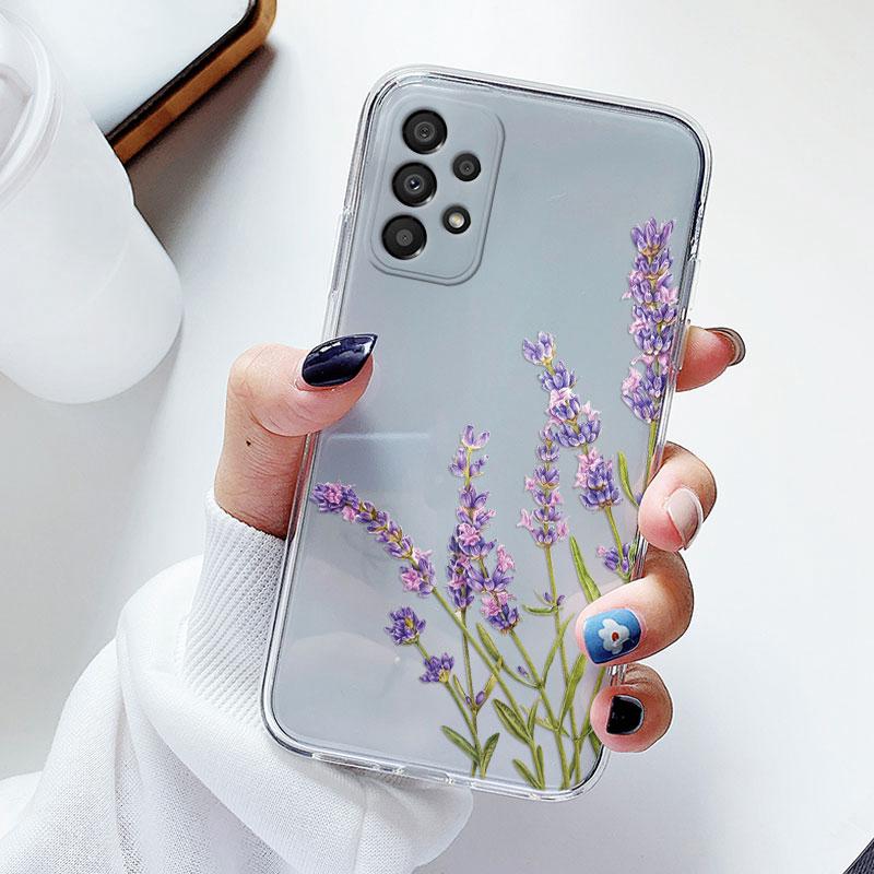 Чехол для телефона Samsung A53 5G A33 Цветочный силиконовый чехол для Samsung Galaxy A73 Fundas Coque Прозрачный мягкий Capas Цветочный ТПУ