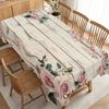 Round Vintage Rose Garden Tablecloth Suitable for Wedding Reception & Dining Decor - Soft Pink Roses & Green Foliage on Weathered White Wood, Durable 