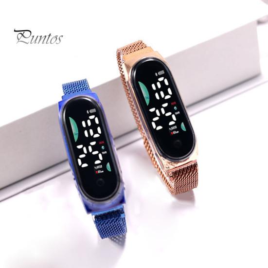 Светодиодные цифровые часы Водонепроницаемые магниты из нержавеющей стали Сенсорный экран Разборчивый циферблат Высокоточный длинный циферблат Спортивные наручные часы унисекс с батарейным питанием