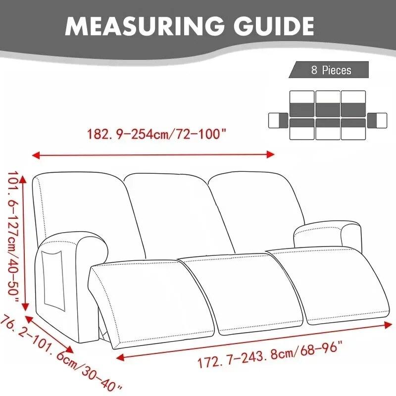 1/2/3 Seater Jacquard Recliner Sofa Cover Stretch Solid Color Armchair Covers Living Room Lazy Boy Couch Slipcovers Funda Sofa