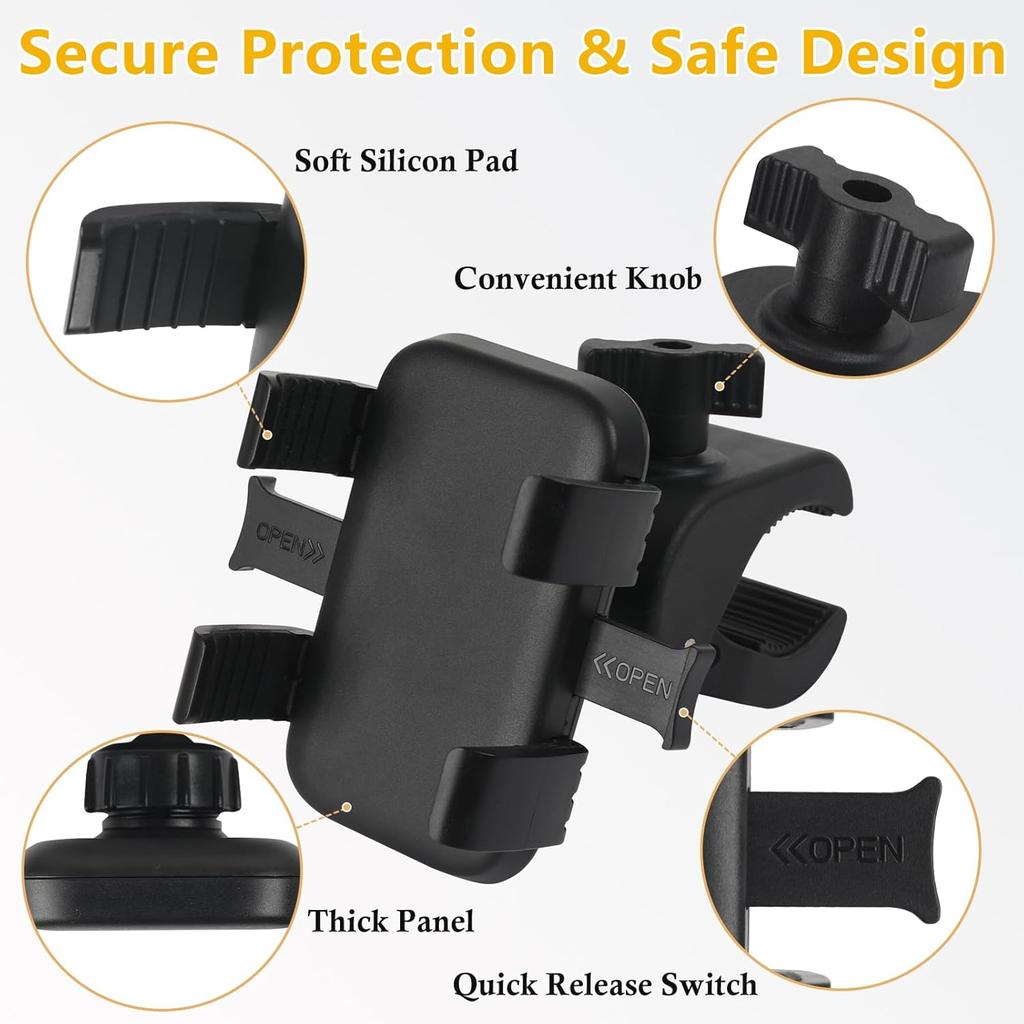 Universal Golf Cart Phone Holder Mount Compatible with EZGO/Club Car/Yamaha For IPhone/Galaxy/Huawei Quick Release/360° Rotatabl